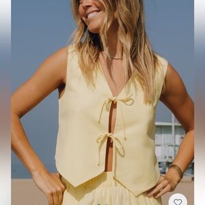 Daily Drills Yellow Tie-Front Top